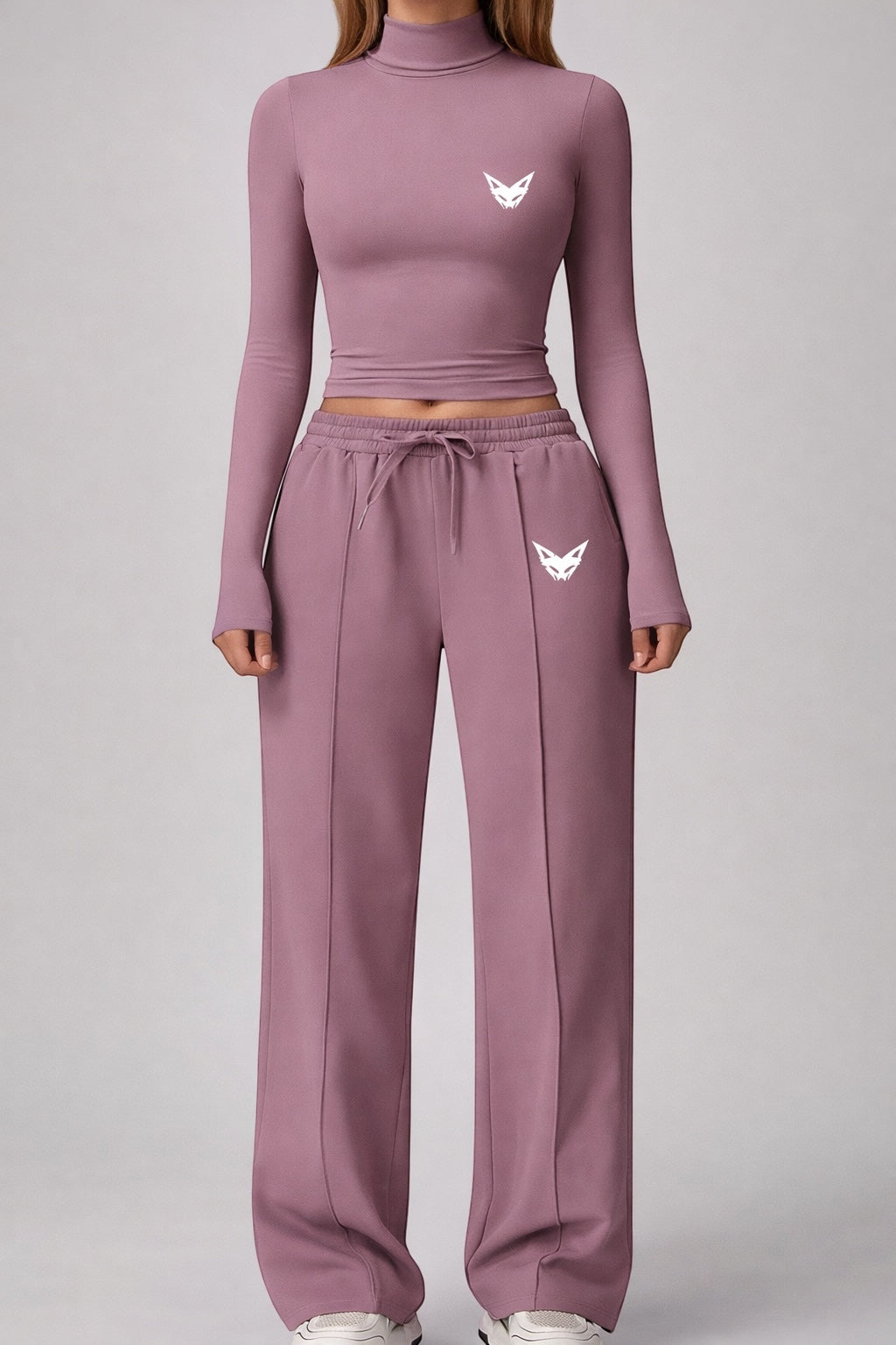 Vytro Sports Urban Set – Long-sleeved crop top &amp; wide-leg pants (Purple)