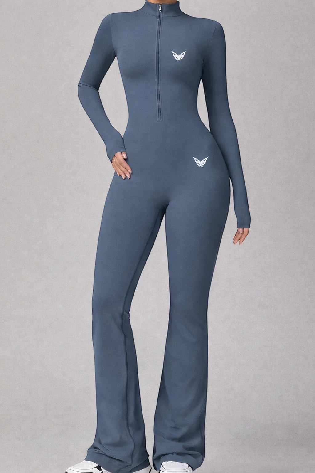 Vytro Sports Sculpt Jumpsuit – Tight-fitting workout suit with zipper (Blue)